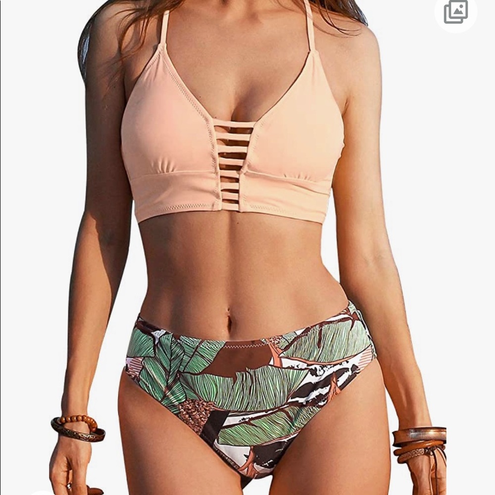 *New* Women’s Bikini Swimsuit Floral Print Lace Up Multi Color